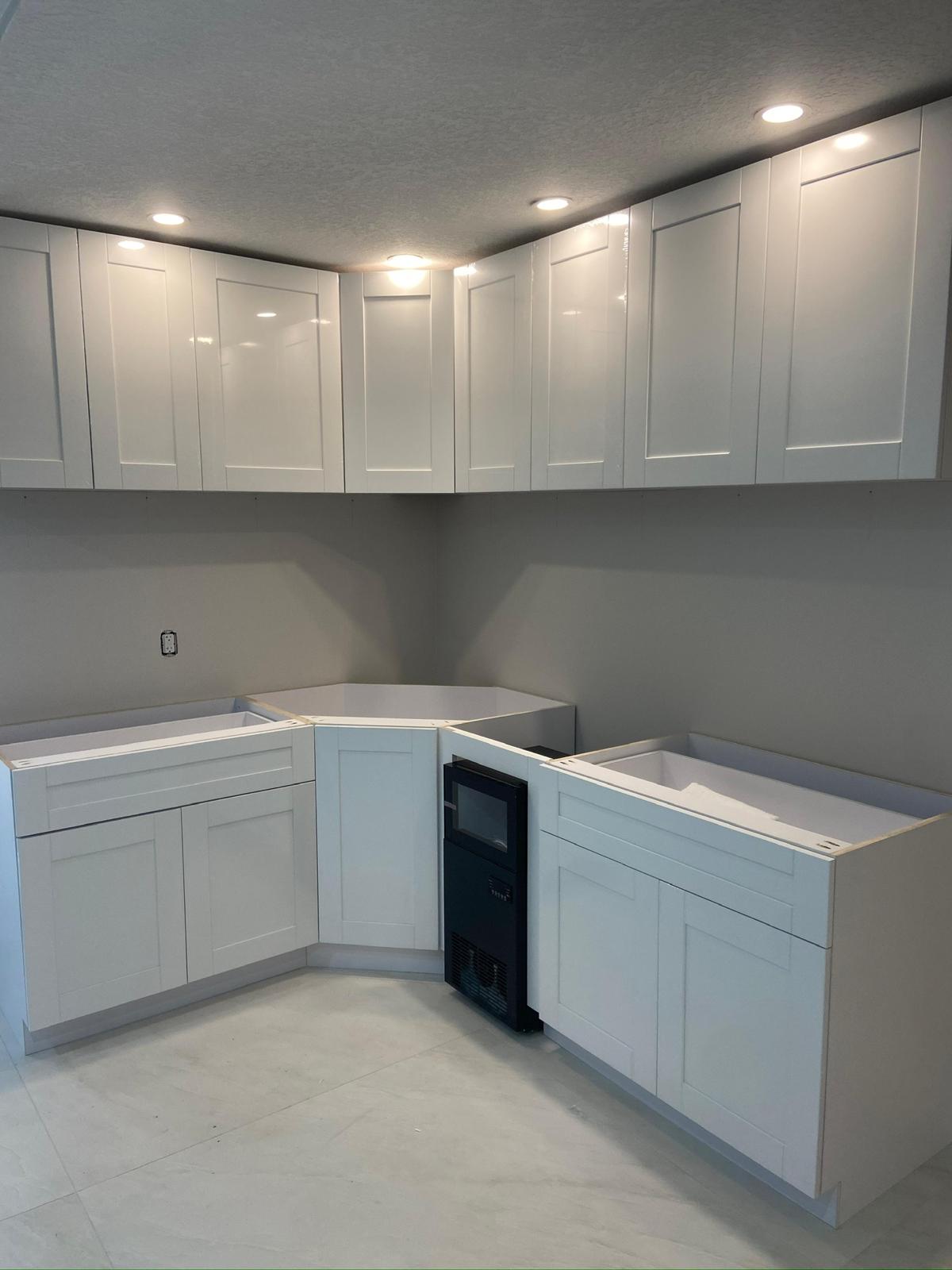 Bright white shaker kitchen installation