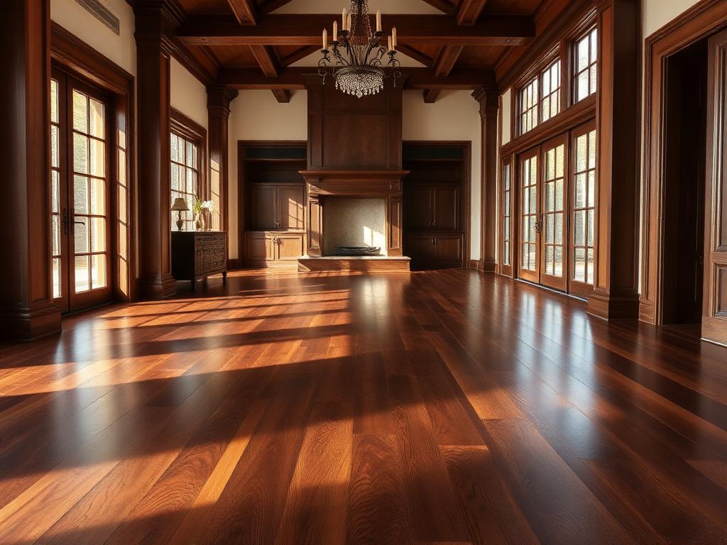 Wide-plank hardwood flooring in a luxury interior